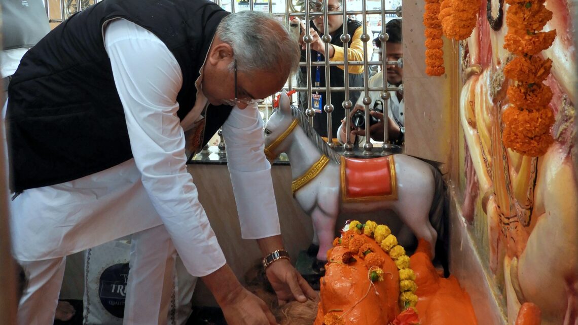 मुख्यमंत्री ने मोहंदीपाट में पहुॅचकर किया मोहंदीपाट बाबा का पूजा-अर्चना एवं अश्व प्रतिमा का स्थापना