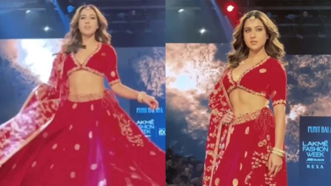 Sara Ali Khan ने लाल कलर की Traditional wear में रैंप पर बिखेरा जलवा, फैंस से कहा- लालपरी