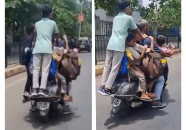 एक स्कूटी और 7 बच्चे, Social Media पर Video Viral होने के बाद पुलिस ने पिता को किया गिरफ्तार