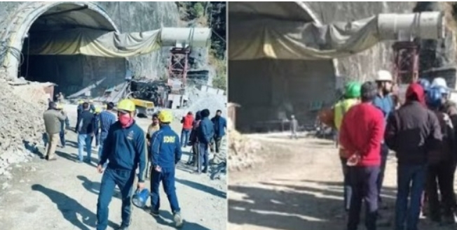 Uttarkashi Tunnel Collapse:जिंदगी बचाने की जंग जारी: सुरंग में करीब 48 घंटे से फंसे हैं 40 मजदूर, बचाव अभियान में मलबा बना चुनौती