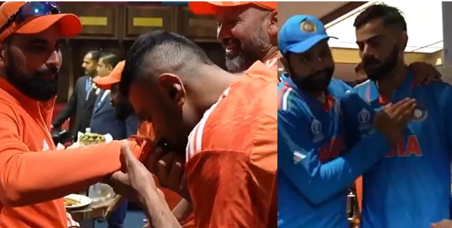 World Cup 2023 Video: रोहित ने कोहली को लगाया गले, अश्विन ने चूमा शमी का हाथ, ड्रेसिंग रूम में पहुंचा यह स्पेशल मेहमान, देखें जश्न का वायरल वीडियो