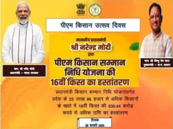 पीएम मोदी करेंगे प्रधानमंत्री किसान सम्मान निधि योजना के 16वे किश्त का वितरण