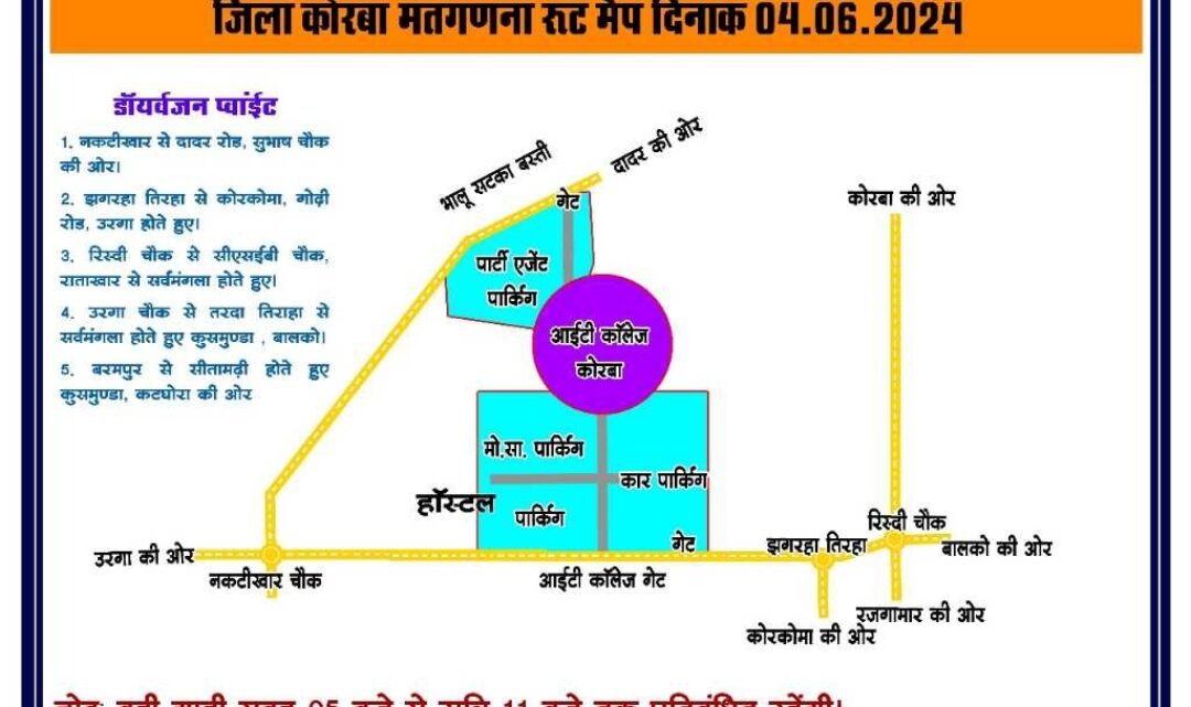 कोरबा: लोकसभा चुनाव मतगणना हेतु त्रिस्तरीय सुरक्षा व्यवस्था