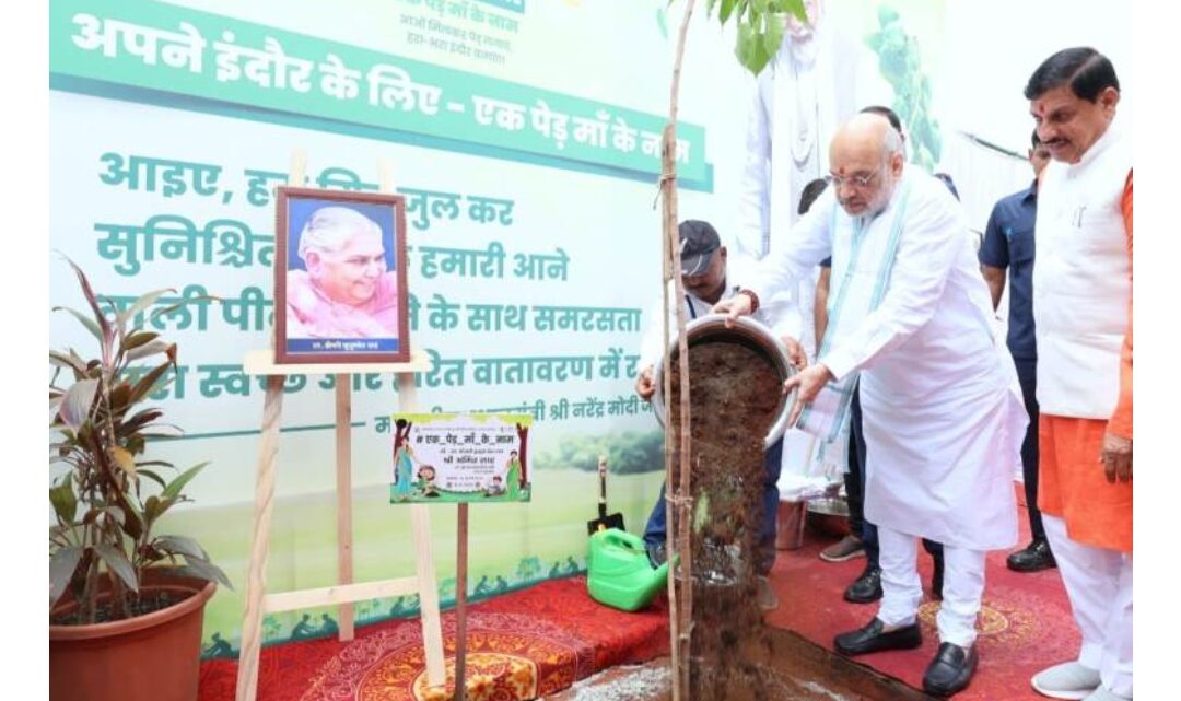 इंदौर में गृहमंत्री शाह ने किया पौधरोपण, ‘एक पेड़ माँ के नाम’ अभियान ने बनाया विश्व रिकॉर्ड