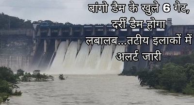 देर रात बागों बांध के बढ़ते जल स्तर को देखते हुए जल संसाधन विभाग ने बांध के 6 गेट को खोल, अलर्ट जारी