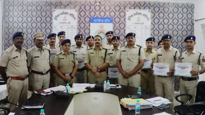 पुलिस के 11 पुलिस कर्मियों को उत्कृष्ट सेवा के लिए मिला प्रोत्साहन