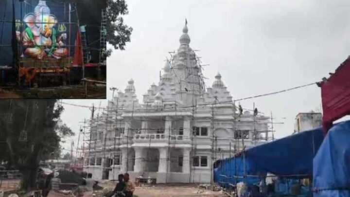 कोरबा: वृंदावन के प्रेम मंदिर के स्वरूप में बना पंडाल