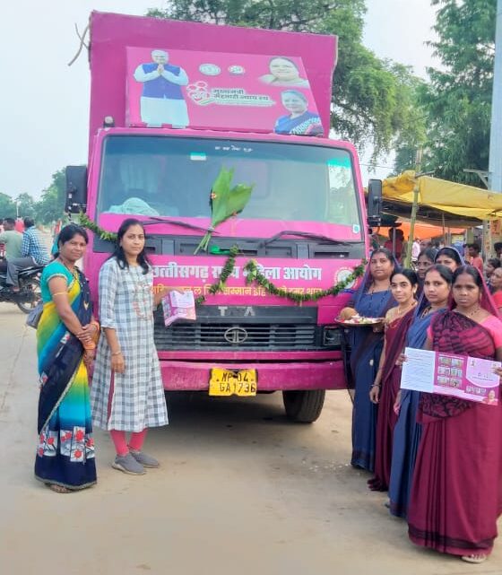 मुख्यमंत्री महतारी न्याय रथ पहुंचा सक्ती