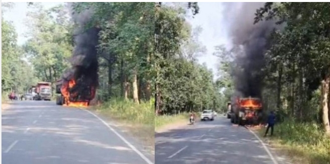 कोरबा: चलती ट्रेलर में लगी भीषण आग, हुआ ब्लास्ट, ड्राइवर ने छलांग लगाकर बचाई जान…