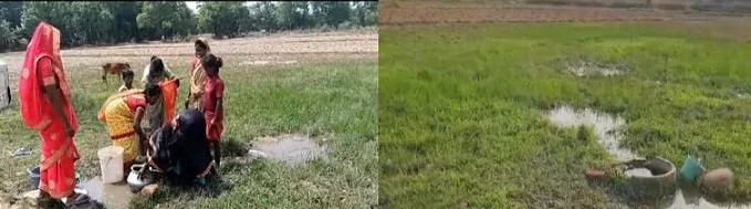 कोरबा:ग्राम पंडरीपानी के आश्रित ग्राम में पानी की किल्लत से ग्रामीणों को मजबूरन पीना पड़ रहा है ढोडी का मटमैला पानी कोरबा:ग्राम पंडरीपानी के आश्रित ग्राम में पानी की किल्लत से ग्रामीणों को मजबूरन पीना पड़ रहा है ढोडी का मटमैला पानी